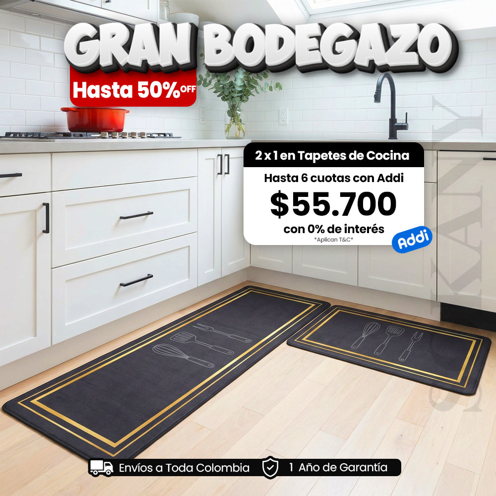 Set 2x1 Tapetes de Cocina Antideslizantes Ultra Absorbente