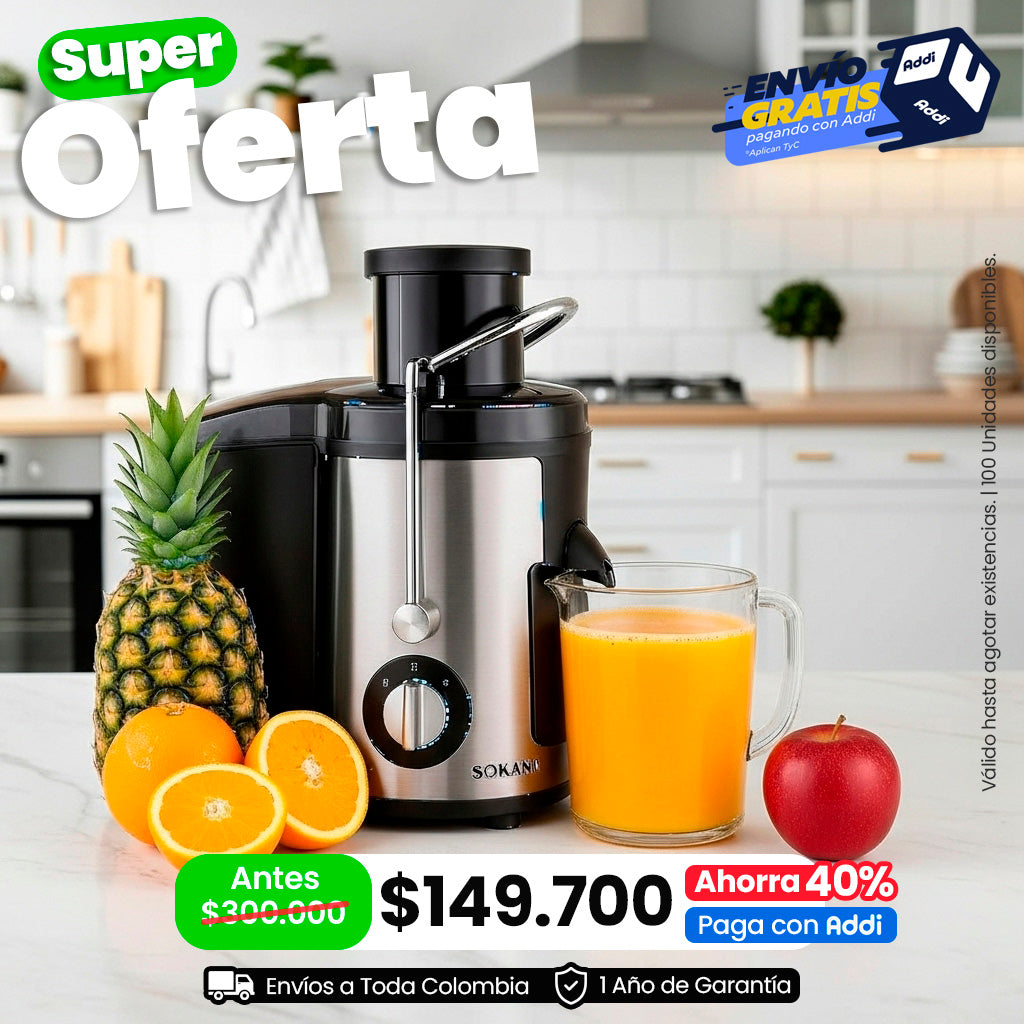🍊 Extractor de Jugo Sokany® con Separador de Pulpa – Eléctrico, 1.6 Litros, 800W BlackFriday
