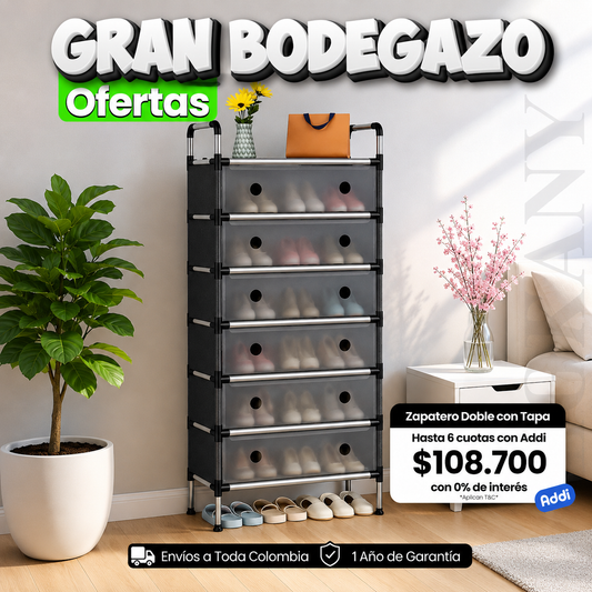 Zapatero 7 NIVELES Metálico con Tapa para 21 Pares de Zapatos