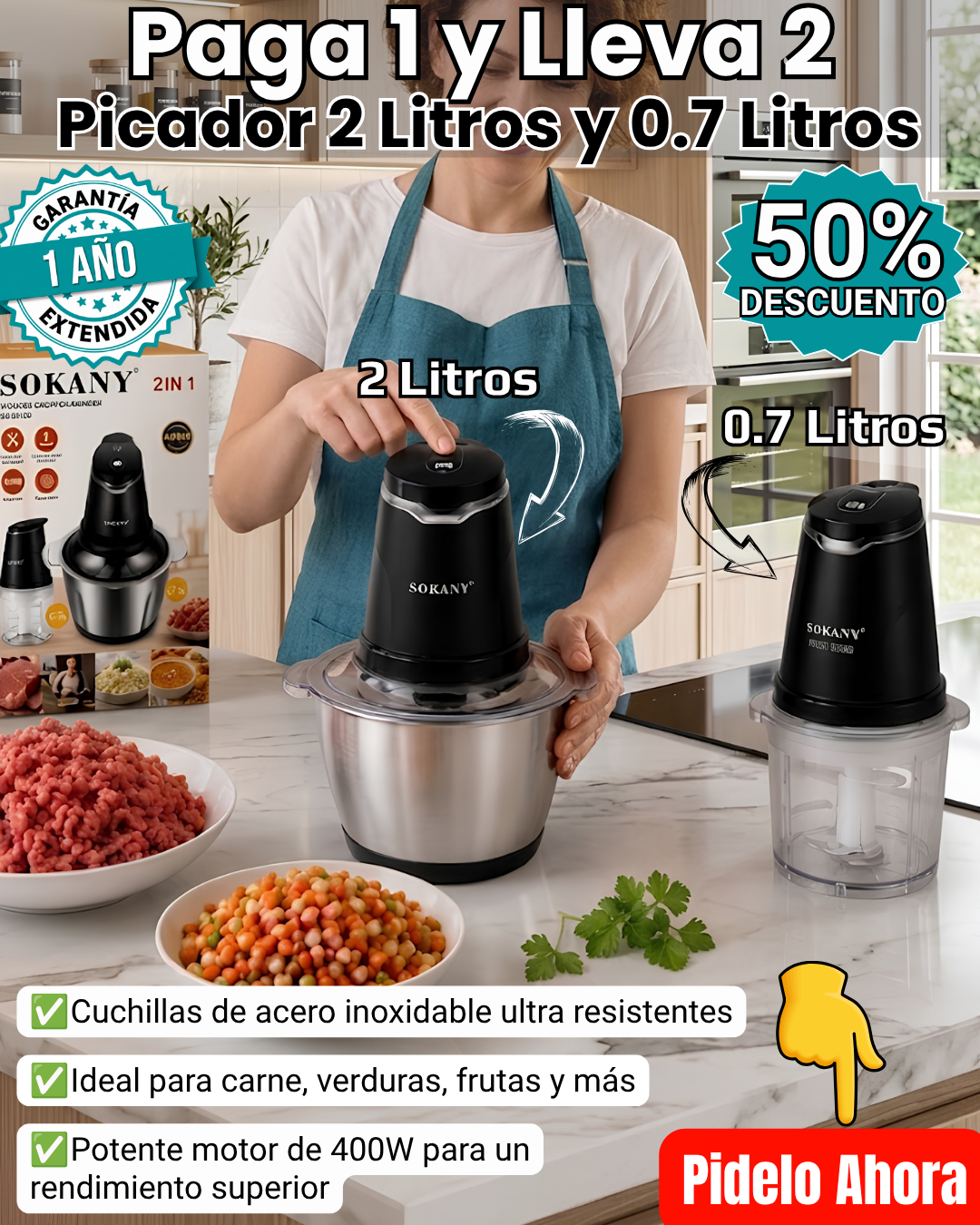 Picador Eléctrico Sokany 2 en 1