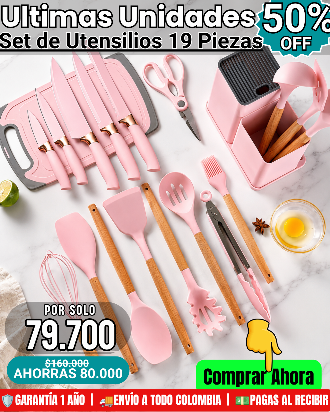 Set de Utensilios de Silicona 19 Piezas