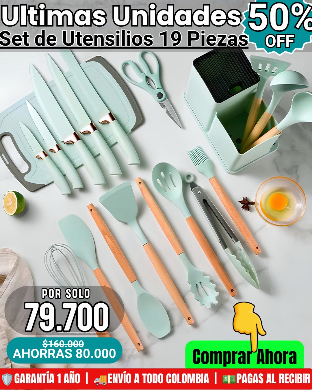 Set de Utensilios de Silicona 19 Piezas