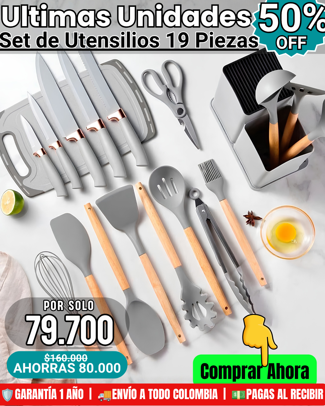 Set de Utensilios de Silicona 19 Piezas