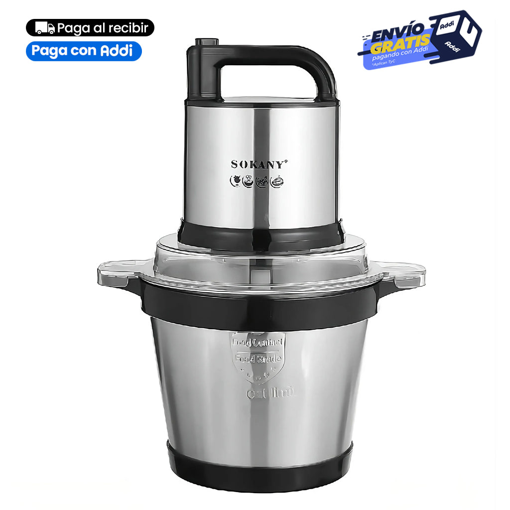 Picadora Eléctrica SOKANY® de 0.7 L - 2 L y 4L de Capacidad Con Potencia de  250W - 400 W y 800 W
