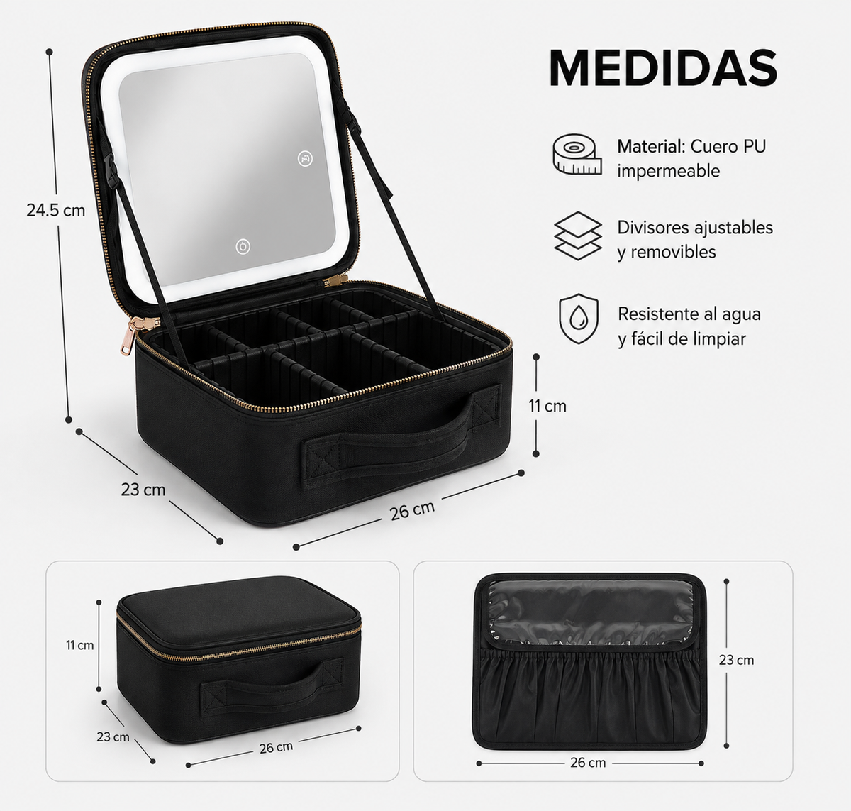 Cosmetiquera con Espejo LED
