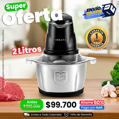 Picadora Eléctrica SOKANY® de 0.7 L - 2 L y 4L de Capacidad Con Potencia de  250W - 400 W y 800 W
